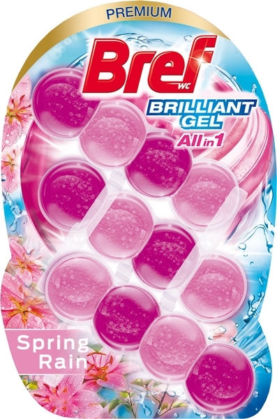 Средство для чистки унитаза Bref Brilliant Gel All in 1 Весенний дождь, 3 шт. - Pampik