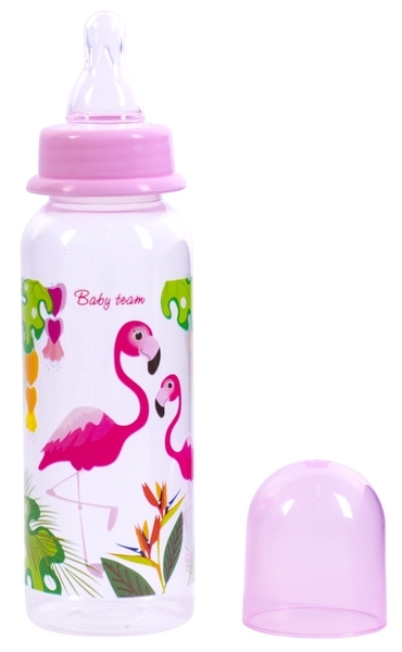 Пляшка із силіконовою соскою Baby Team, 250 мл, рожевий (1410) - Pampik - 2