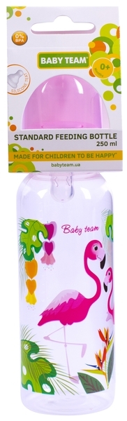 Пляшка із силіконовою соскою Baby Team, 250 мл, рожевий (1410) - Pampik - 3