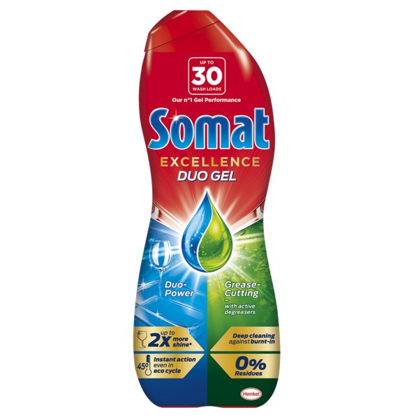 Гель для миття посуду в посудомийній машині Somat Exellence Duo Gel Антіжір, 540 мл - Pampik