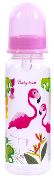 Пляшка із силіконовою соскою Baby Team, 250 мл, рожевий (1410) - Pampik