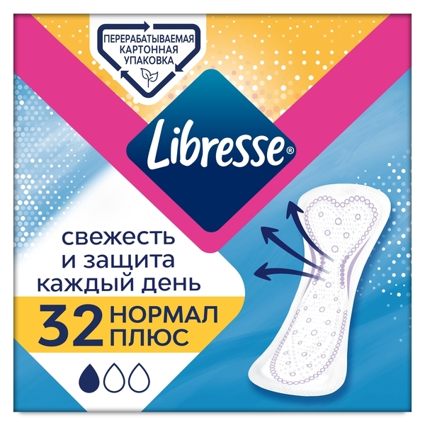 Ежедневные прокладки Libresse Daily Fresh Plus Normal, 32 шт. - Pampik