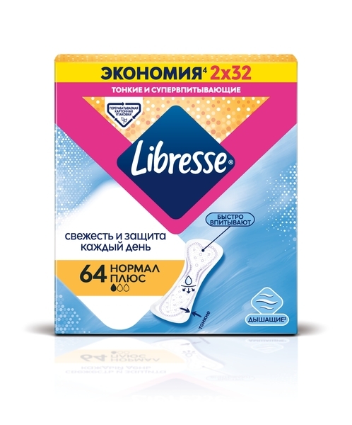 Щоденні прокладки Libresse Daily Fresh Plus Normal, 64 шт. - Pampik - 2