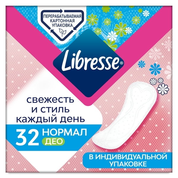 Щоденні прокладки Libresse Нормал Део, ультратонкі, 32 шт. - Pampik