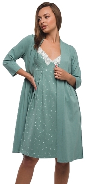 Халат Мамин Дім Rosemary, трикотаж, р.44, бірюзовий (25310) - Pampik - 2