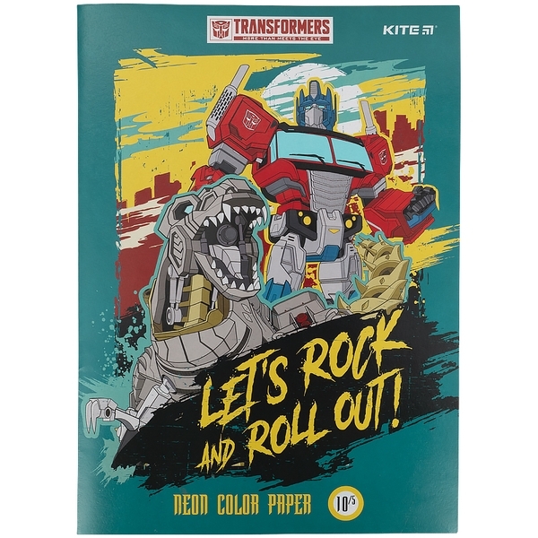 Папір кольоровий неоновий Kite Transformers, 10 аркушів (TF21-252) - Pampik