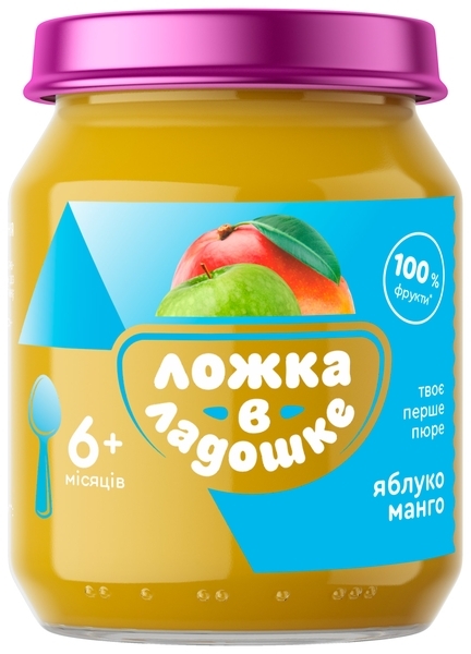 Пюре Ложка в долоньці Яблуко-Манго, 180 г - Pampik
