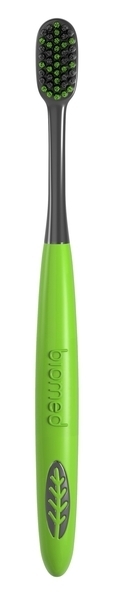 Зубная щетка Biomed Black Medium Toothbrush, с угольным напылением, средней жесткости, зеленый - Pampik - 3
