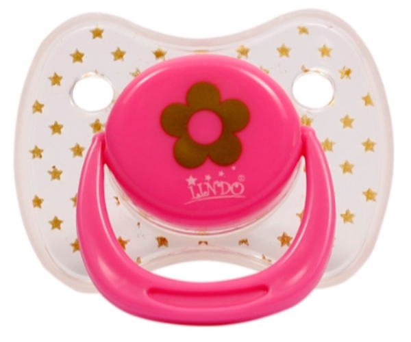 Пустушка силіконова Lindo кругла, з ковпачком, 12+ міс., корал (Li401/12+рож) - Pampik
