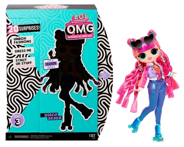 Игровой набор с куклой L.O.L. Surprise O.M.G S3 Диско-Скейтер с аксессуарами (567196) - Pampik