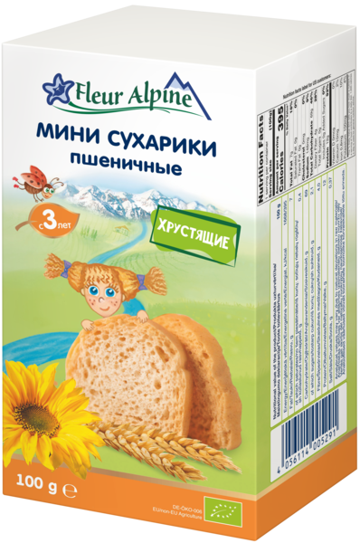 Пшеничні міні-сухарики Fleur Alpine, 100 г - Pampik