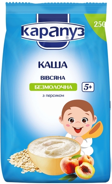 Безмолочна каша Карапуз Вівсяна з персиком, 250 г - Pampik