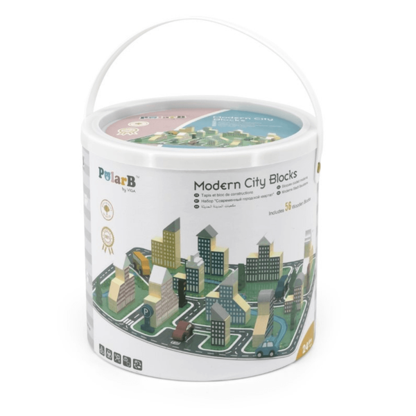 Дерев'яний ігровий набір Viga Toys PolarB Місто, 56 ел. (44040) - Pampik - 2