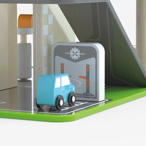 Дерев'яний паркінг з АЗС Viga Toys (44509) - Pampik - 3