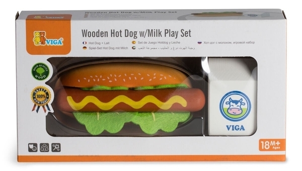 Іграшкові продукти Viga Toys Дерев'яні хот-дог і молоко (51601) - Pampik - 2