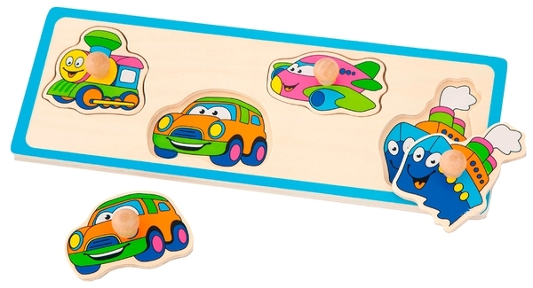 Дерев'яна рамка-вкладиш Viga Toys Веселий транспорт (50112) - Pampik