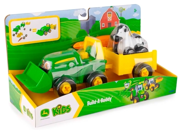Ігровий набір-конструктор John Deere Kids Трактор з ковшем і причепом (47209) - Pampik - 3