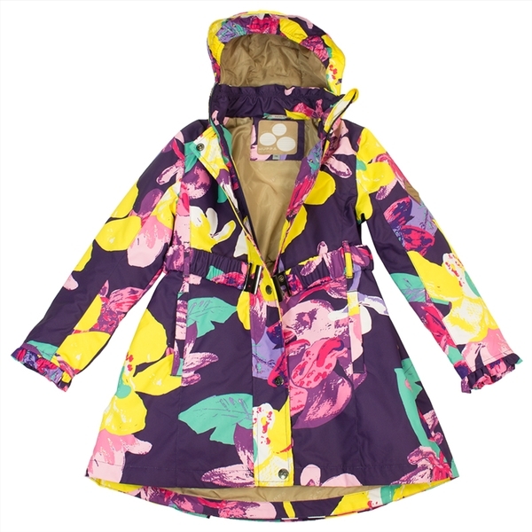 Пальто для дівчаток HUPPA LEANDRA, темно-лілoвий з принтом, розмір 110 (81373) - Pampik