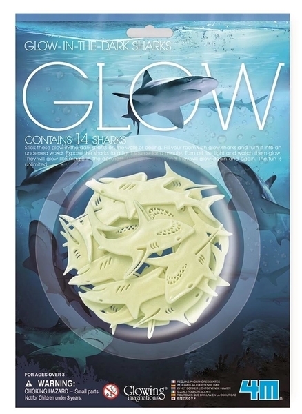 Набор светящихся наклеек 4M Акулы (00-05940) - Pampik