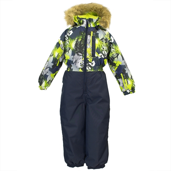 Дитячий комбінезон Huppa WILLY, лайм з принтом / темно-синій, розмір 104 (82847) - Pampik