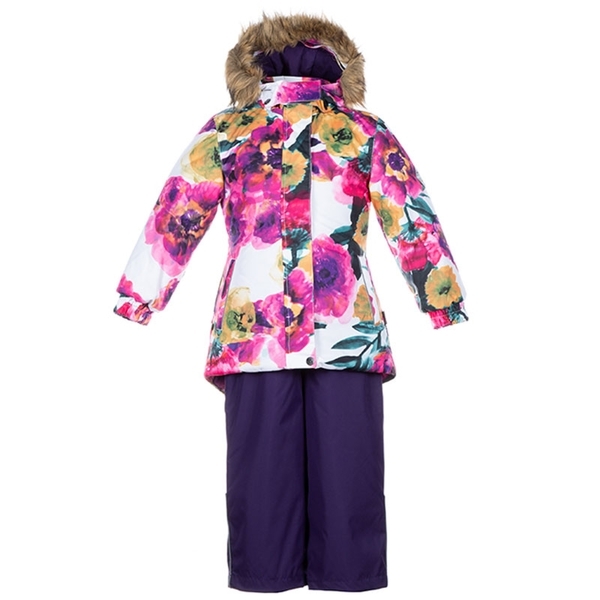 Комплект для девочек Huppa RENELY, белый с принтом/тёмно-лилoвый, размер 104 (81720) - Pampik