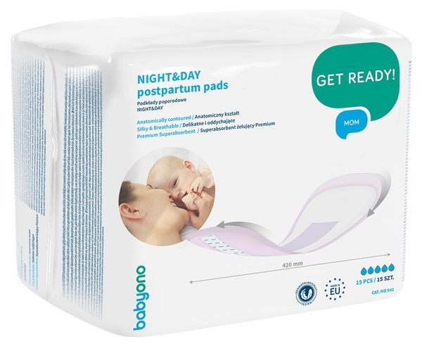 Подклады послеродовые BabyOno Day & Night, 15 шт. - Pampik
