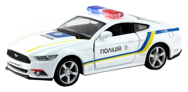 Автомодель Uni-Fortune Ford Mustang Ukrainian Police Car, белый (554029P-UKR) - Pampik