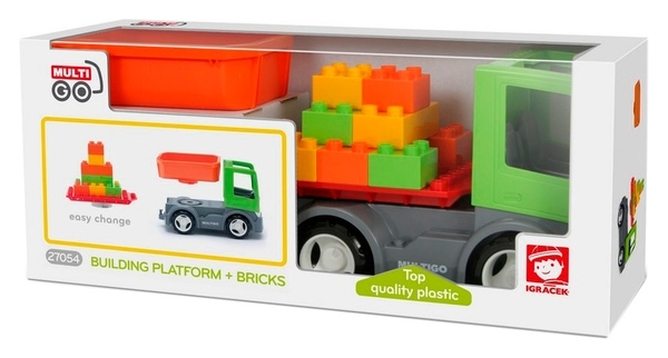 Грузовик Efko MultiGO с платформой и кубиками (27054) - Pampik