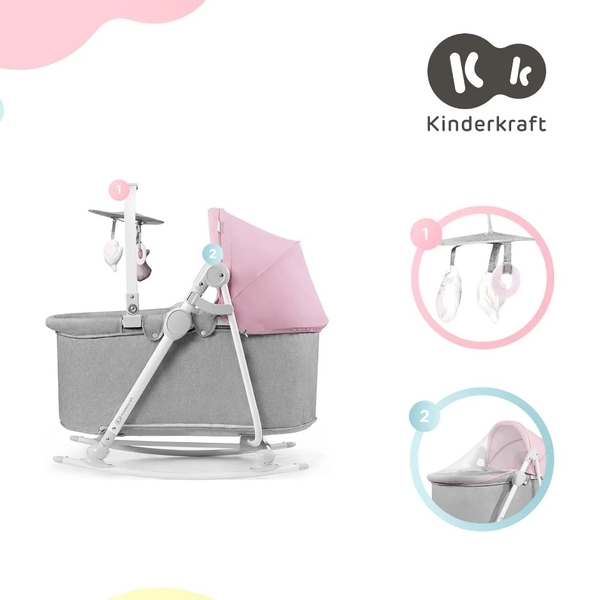 Шезлонг-гойдалка 5 в 1 Kinderkraft Nola Peony Rose, рожевий (KBNOLA00PNK0000) - Pampik - 4