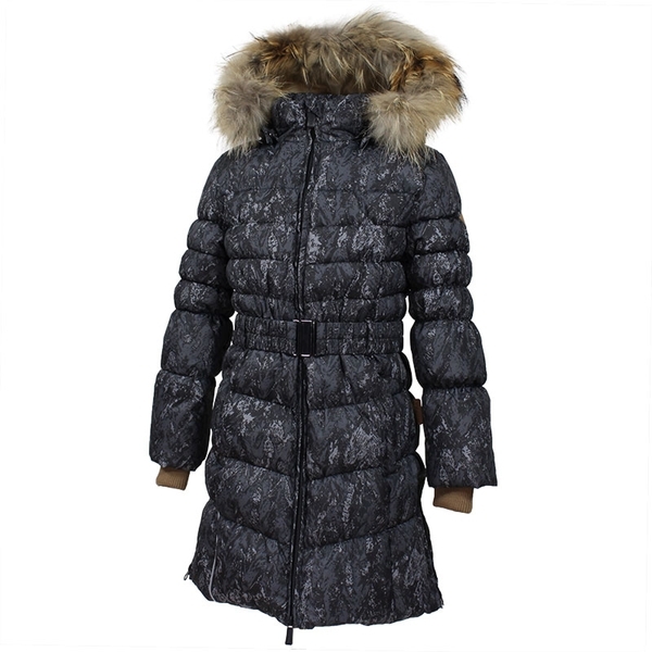 Пальто для девочек Huppa YASMINE, чёрный с принтом , размер 116 (73209) - Pampik