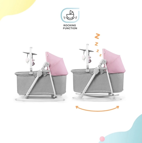 Шезлонг-гойдалка 5 в 1 Kinderkraft Nola Peony Rose, рожевий (KBNOLA00PNK0000) - Pampik - 11