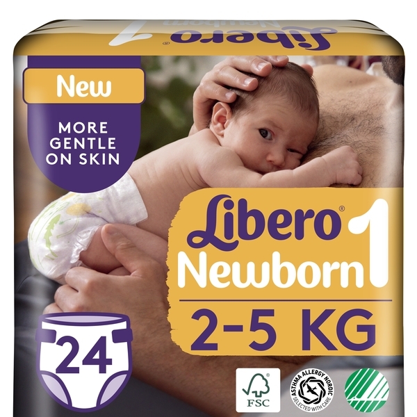 Підгузки на липучках Libero New Born 1 (2-5 кг), 24 шт. - Pampik