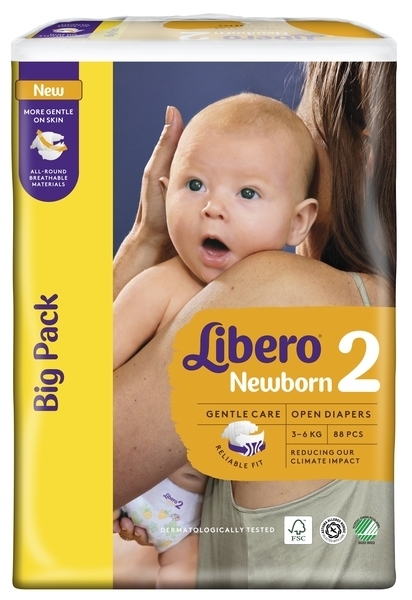 Підгузки на липучках Libero Newborn 2 (3-6 кг), 88 шт. - Pampik - 2
