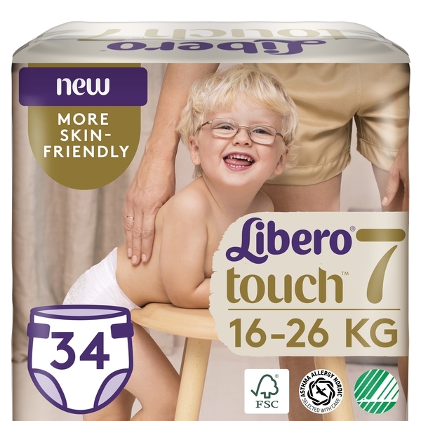 Підгузки на липучках Libero Touch 7 (16-26 кг), 34 шт. - Pampik