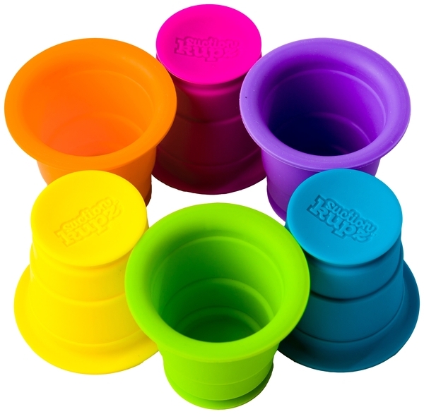 Іграшка тактильна Fat Brain Toys Suction Kupz М'які чашки, 6 шт. (F183ML) - Pampik - 6