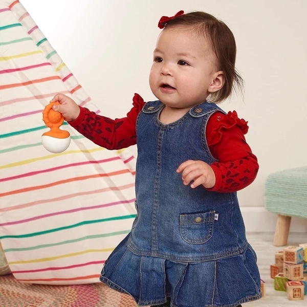 Прорізувач-неваляшка Fat Brain Toys Dimpl Wobbl, помаранчевий (F2172ML) - Pampik - 14