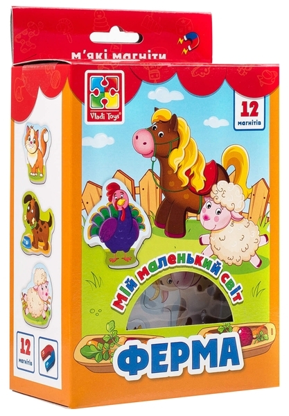 М'які магніти Vladi Toys Мій маленький світ Ферма, укр. мова (VT3106-09) - Pampik