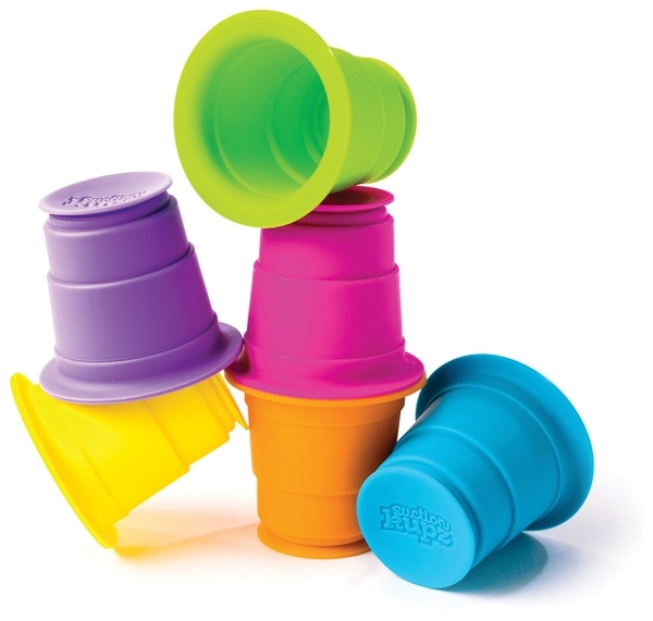 Іграшка тактильна Fat Brain Toys Suction Kupz М'які чашки, 6 шт. (F183ML) - Pampik - 5