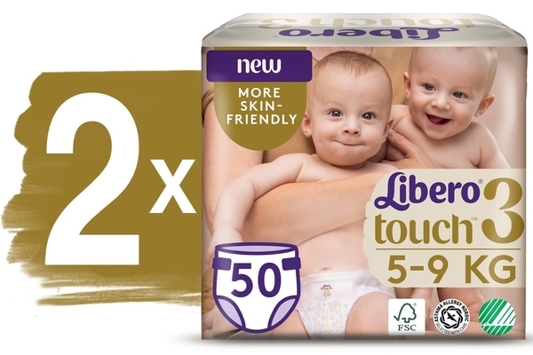 Набір підгузків на липучках Libero Touch 3 (4-8 кг), 100 шт. (2 уп. по 50 шт.) - Pampik - 2