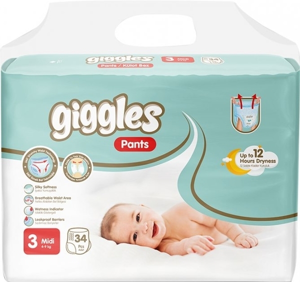 Підгузки-трускі Giggles 3 (5-9 кг), 34 шт. - Pampik