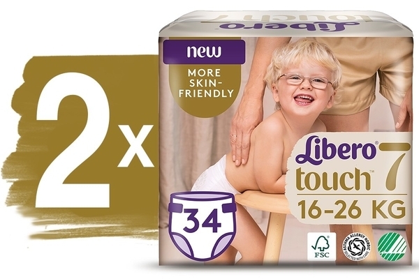 Набір підгузків на липучках Libero Touch 7 (16-26 кг), 68 шт. (2 уп. по 34 шт.) - Pampik - 2