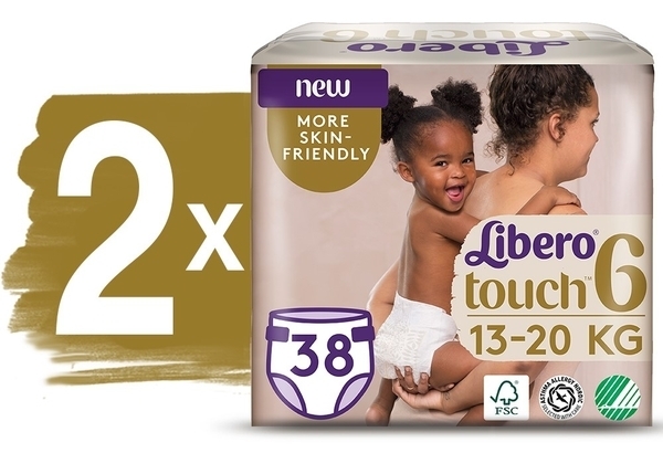 Набір підгузків на липучках Libero Touch 6 (13-20 кг), 76 шт. (2 уп. по 38 шт.) - Pampik - 2