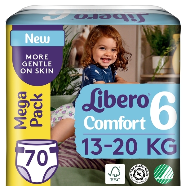 Підгузки на липучках Libero Comfort 6 (13-20 кг), 70 шт. - Pampik