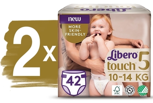 Набор подгузников на липучках Libero Touch 5 (10-14 кг), 84 шт. (2 уп. по 42 шт.) - Pampik - 2