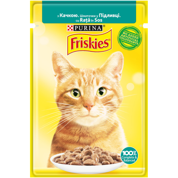 Консервований корм для дорослих котів Friskies з качкою в підливі, 85 г - Pampik