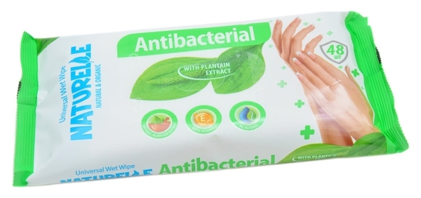 Вологі серветки Naturelle, антибактеріальні, з екстрактом подорожника, 48 шт. - Pampik - 3
