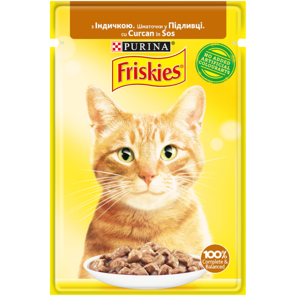 Консервированный корм для взрослых кошек Friskies с индейкой в подливе, 85 г - Pampik