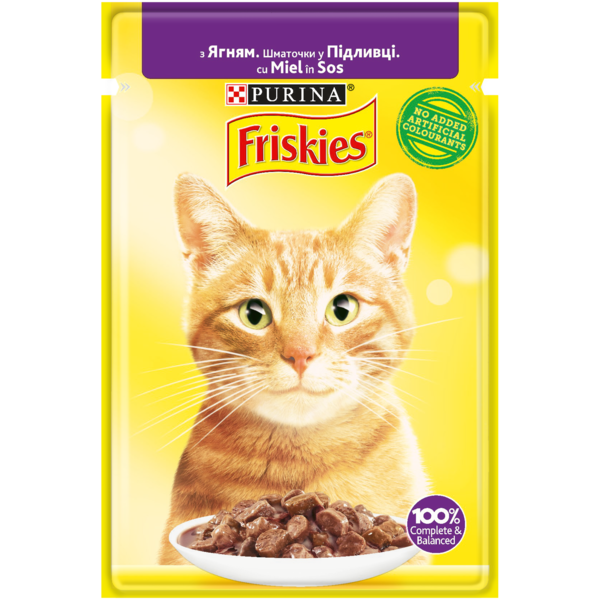 Консервований корм для дорослих котів Friskies з ягням в підливі, 85 г - Pampik
