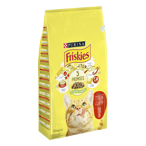 Сухий корм для дорослих кішок Friskies c яловичиною, куркою і овочами, 10 кг - Pampik