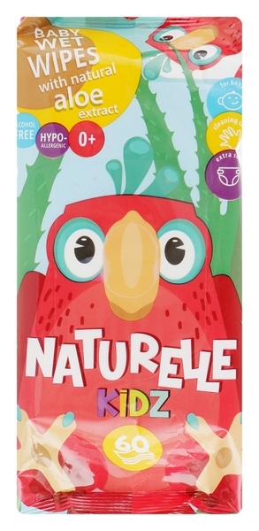 Детские влажные салфетки Naturelle, с алоэ, 60 шт. - Pampik